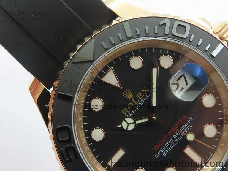 0405 Yacht-Master 126655 RG 3EF 1:1 Best Edition Black Ceramic Bezel on Black Rubber Strap VS Reliable 2488